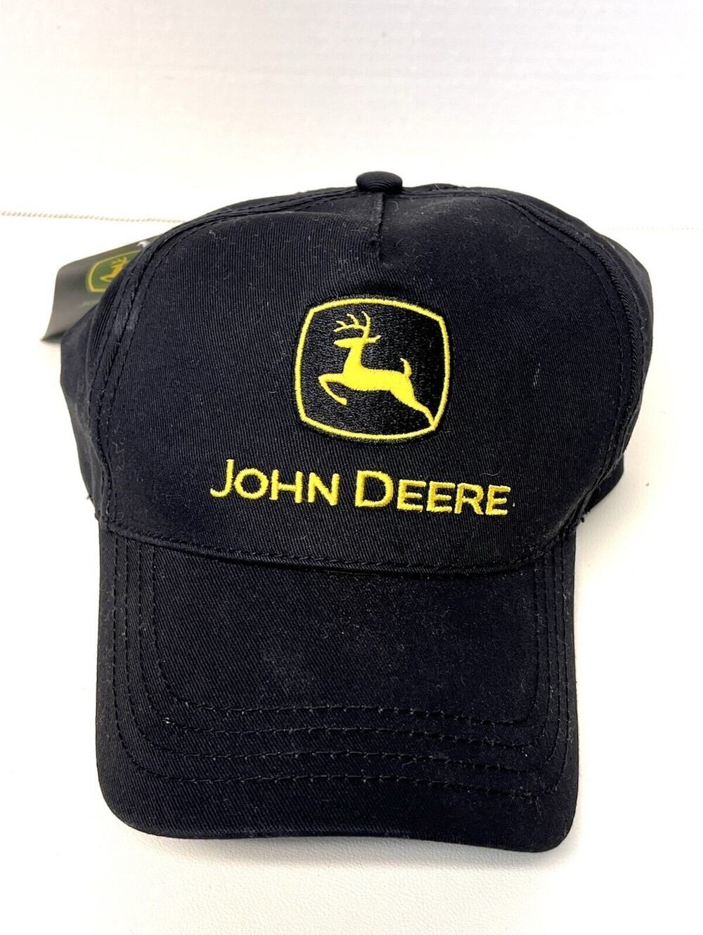 NEW w/tag John Deere Black Baseball Hat w/ Yellow Logos Snapback Embroidered